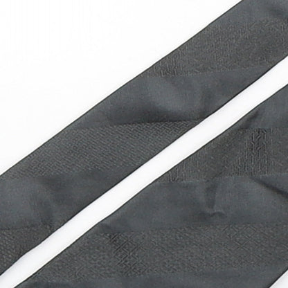 Close-up detail of Messori men’s grey striped polyester pointed tie one size