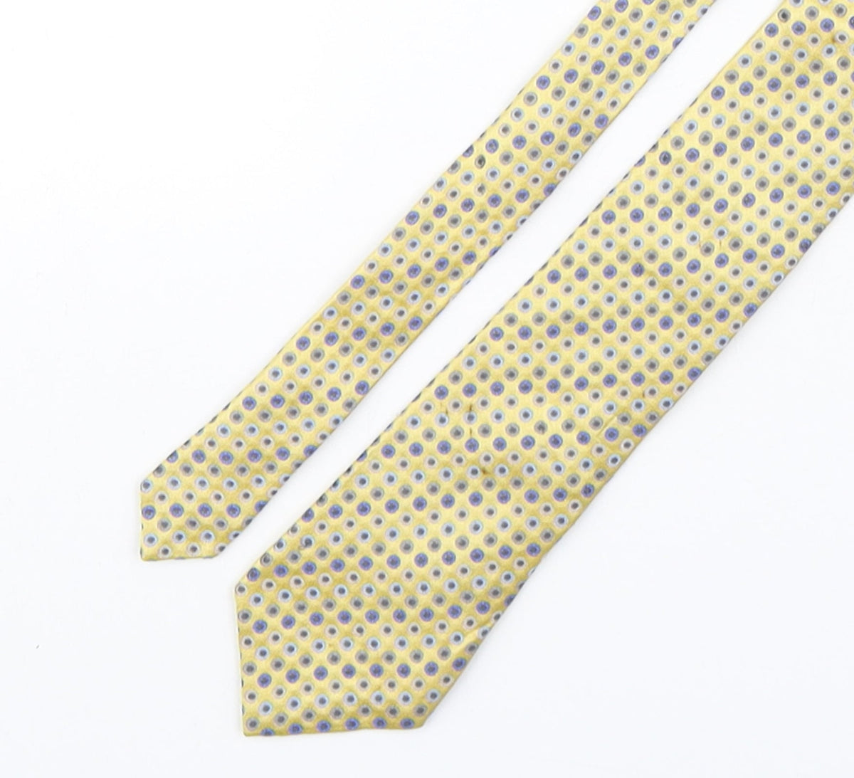 Additional front view of Hemley men’s multicoloured polka dot silk pointed tie one size