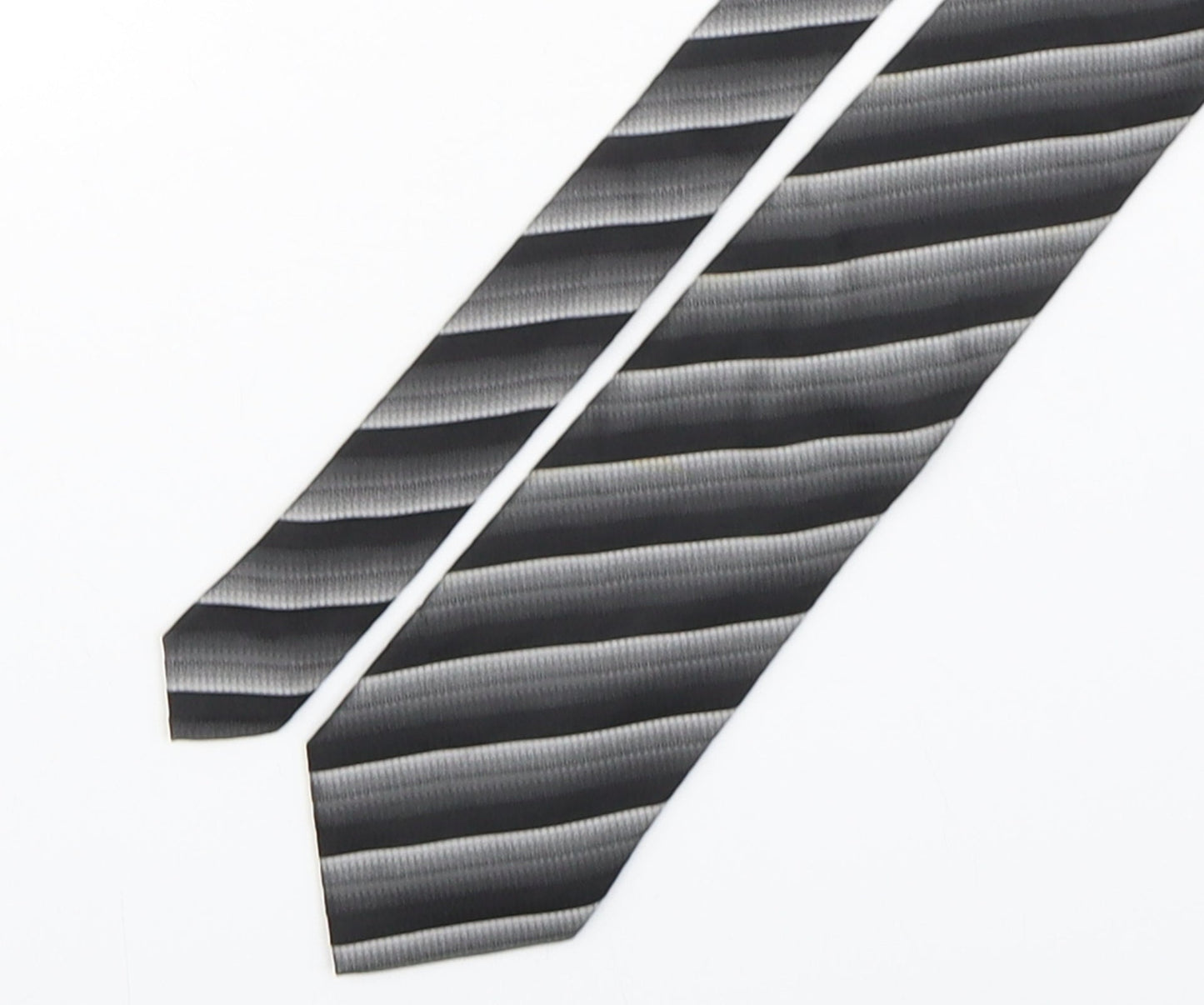 Teddy Folkes Mens Grey Striped Silk Pointed Tie One Size