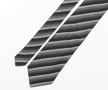 Teddy Folkes Mens Grey Striped Silk Pointed Tie One Size