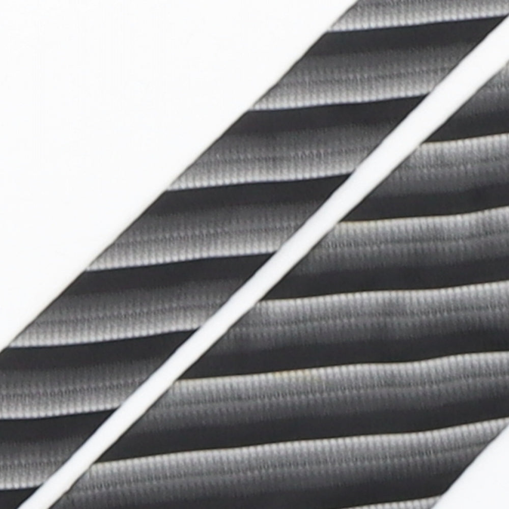 Teddy Folkes Mens Grey Striped Silk Pointed Tie One Size