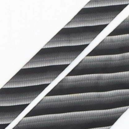 Teddy Folkes Mens Grey Striped Silk Pointed Tie One Size