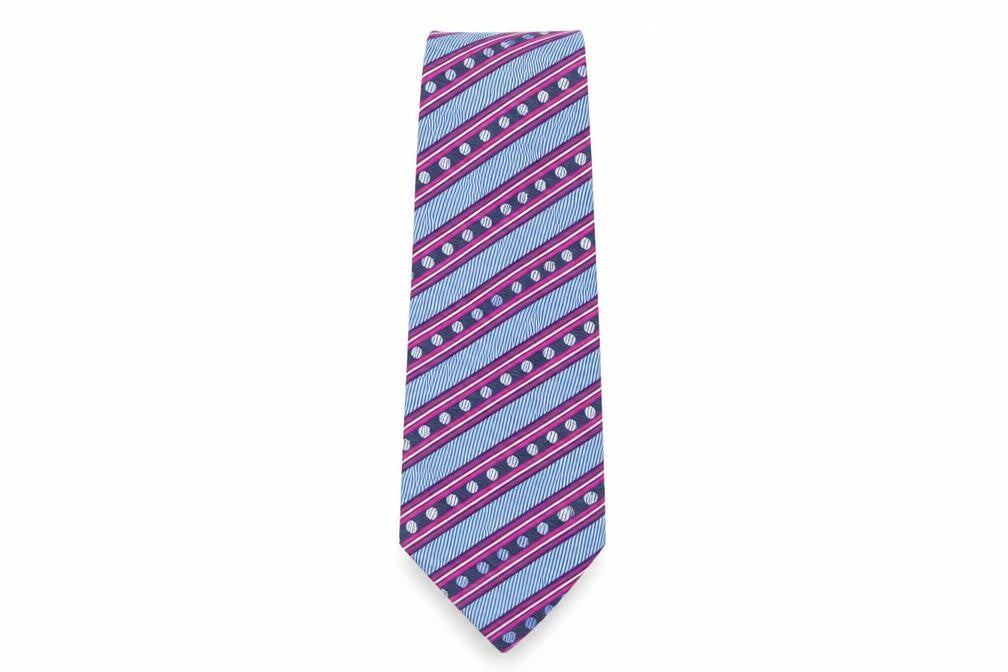 Front view of Christensen men’s multicoloured striped silk pointed tie one size
