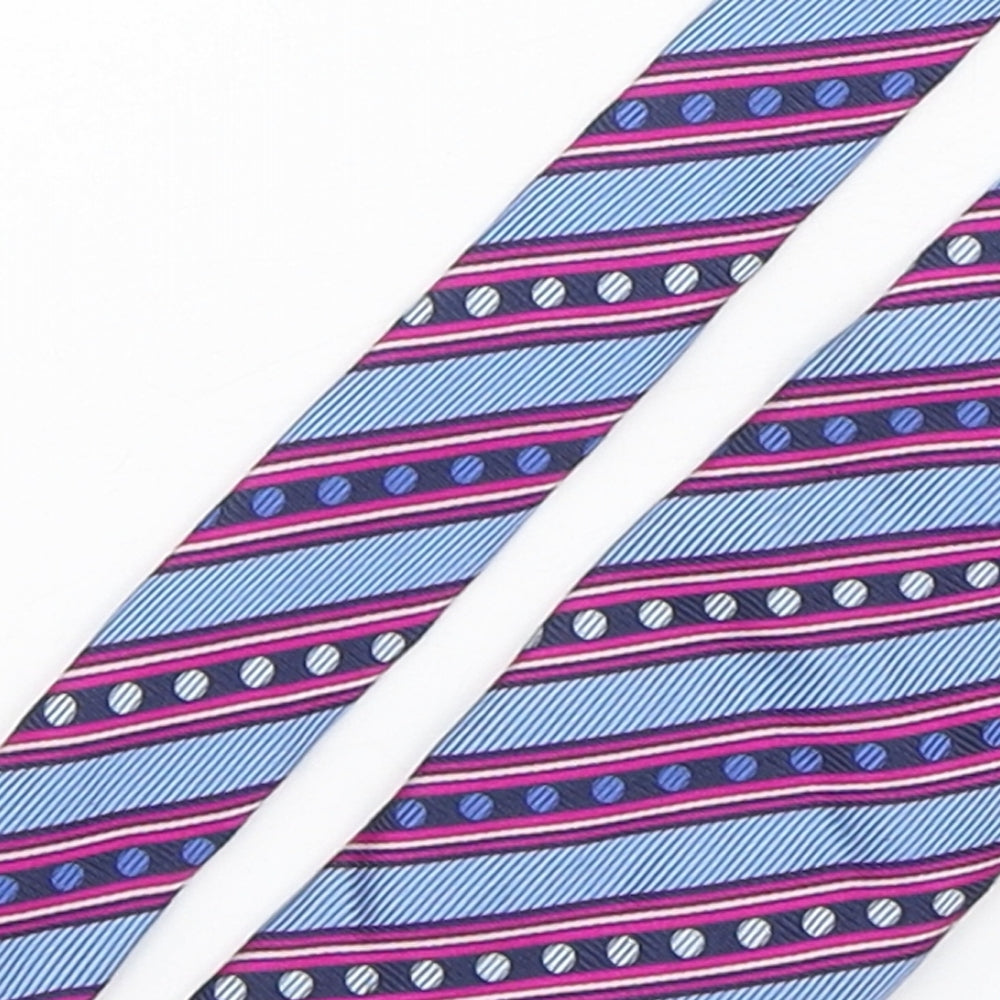 Close-up detail of Christensen men’s multicoloured striped silk pointed tie one size