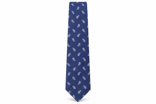 Front view of ASOS men’s blue paisley polyester pointed tie one size