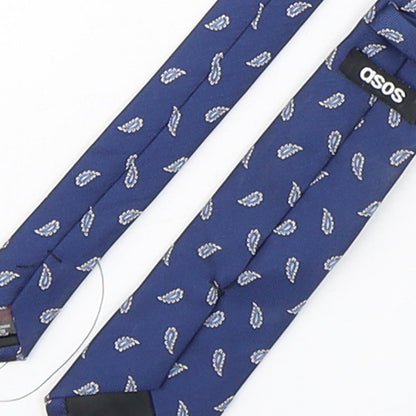 Mens ASOS Blue Paisley  Pointed Tie