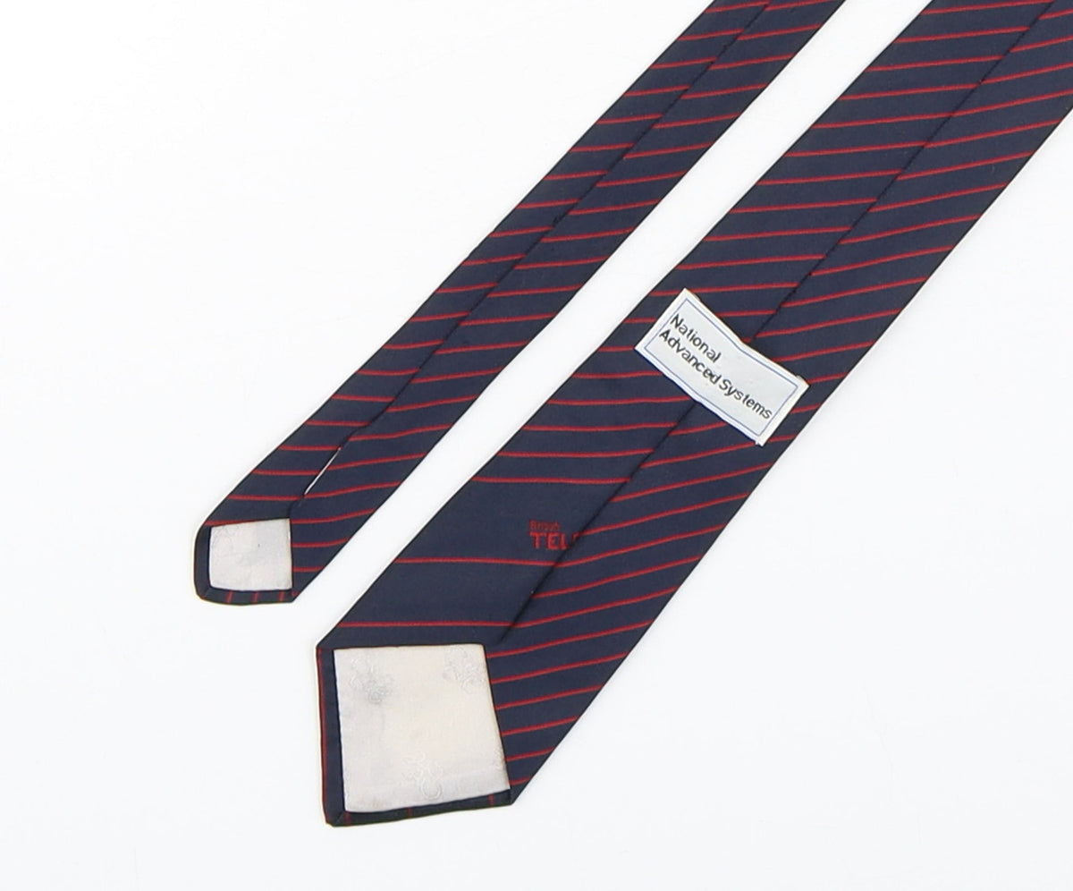 Back view of National Advanced Systems men’s multicoloured striped polyester pointed tie one size