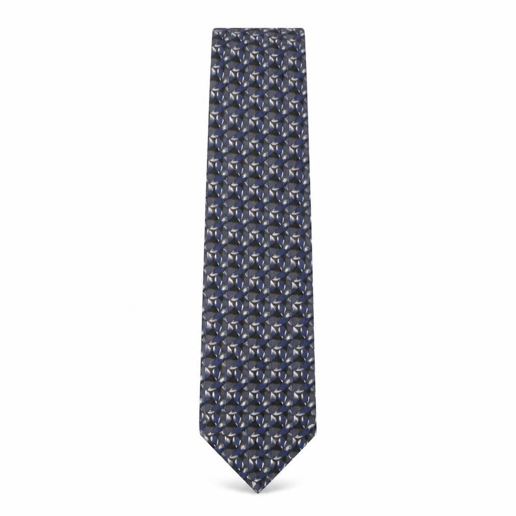 Front view of Gioni Feroti men’s multicoloured geometric silk pointed tie one size