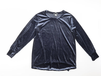 Additional front view of H&M women’s blue polyester top lounge set, size M, - maternity