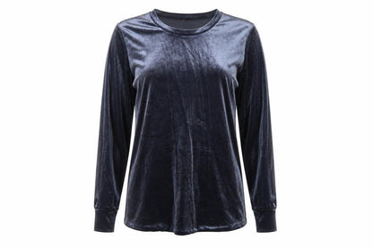 Front view of H&M women’s blue polyester top lounge set, size M, - maternity