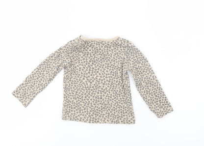 TU Baby Beige Animal Print Cotton Basic T-Shirt Size 9-12 Months Crew Neck Pullover