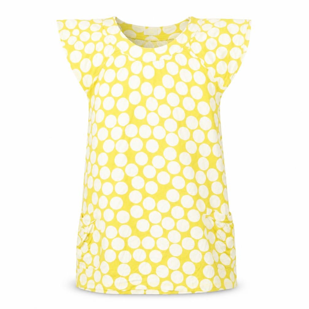 Front view of Next women’s green polka dot lyocell tunic blouse, size UK 14, scoop neck