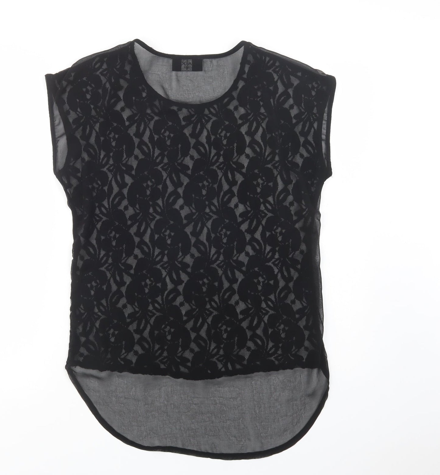 AX Paris Womens Black  Polyester Basic Blouse Size 10 Crew Neck