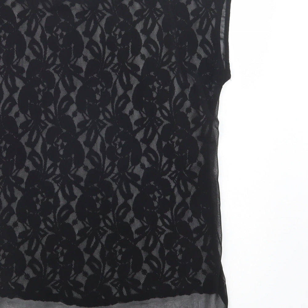 AX Paris Womens Black  Polyester Basic Blouse Size 10 Crew Neck