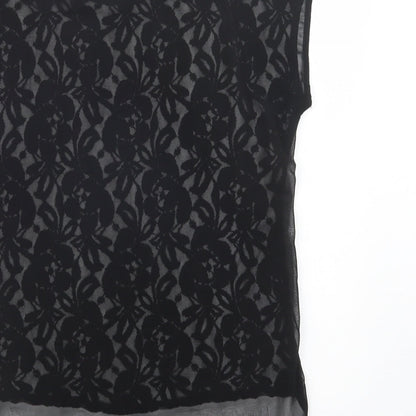 AX Paris Womens Black  Polyester Basic Blouse Size 10 Crew Neck