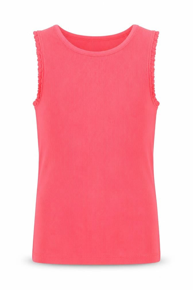 Front view of F&F girls’ pink cotton basic tank, size 6-7, years crew neck pullover