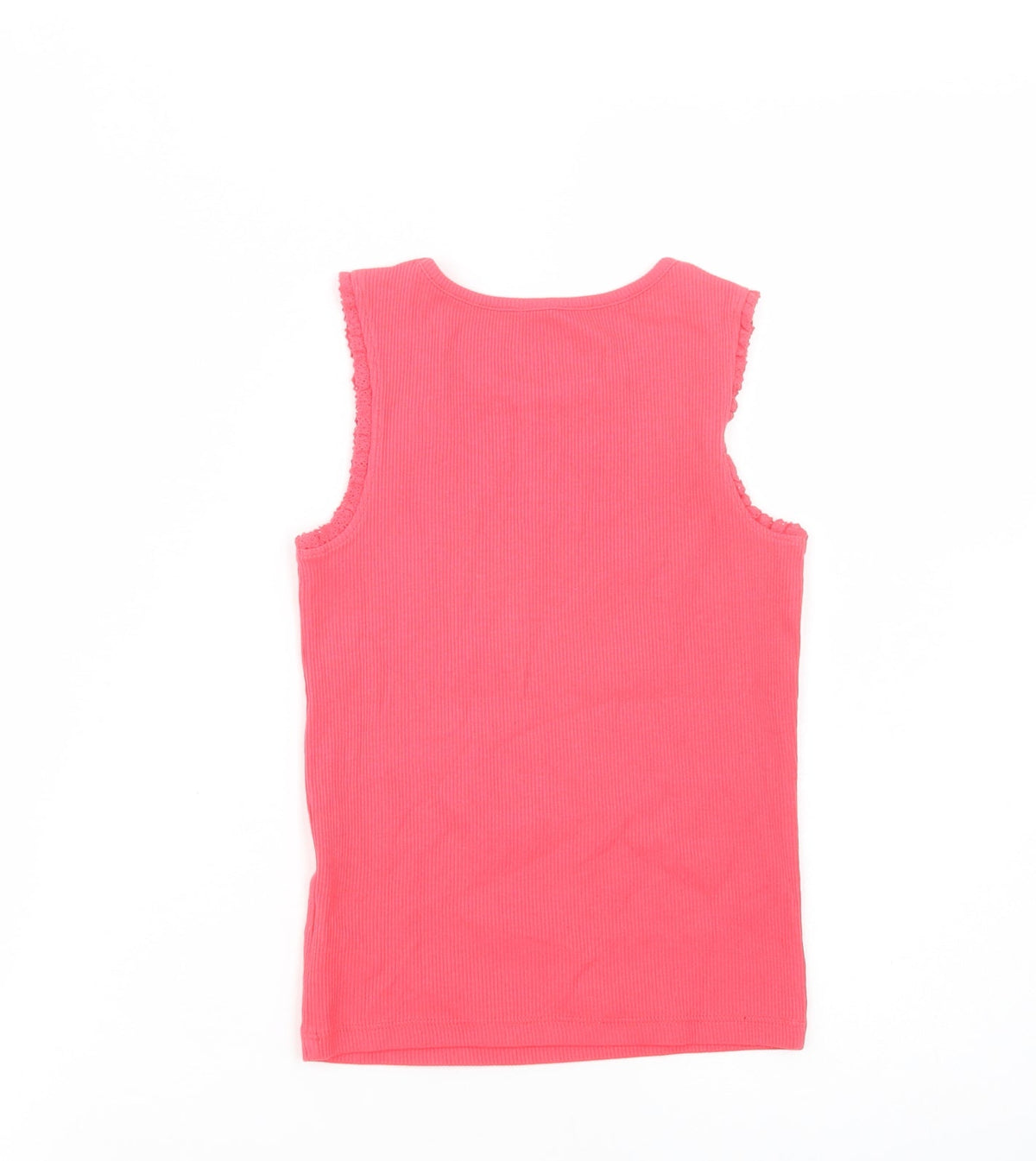 Back view of F&F girls’ pink cotton basic tank, size 6-7, years crew neck pullover