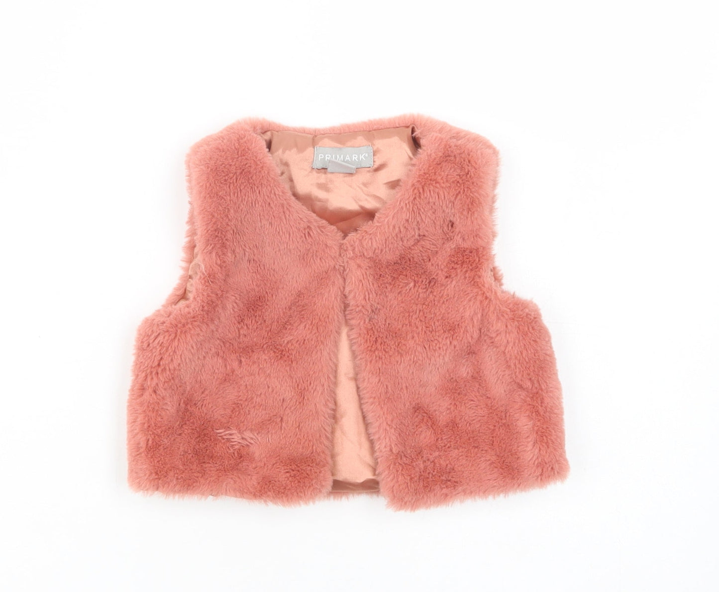 Primark Baby Pink   Gilet Waistcoat Size 18-24 Months   Button - Faux Fur