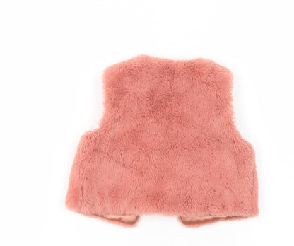 Primark Baby Pink   Gilet Waistcoat Size 18-24 Months   Button - Faux Fur