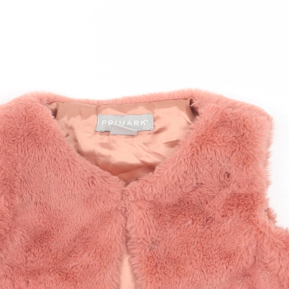 Primark Baby Pink   Gilet Waistcoat Size 18-24 Months   Button - Faux Fur