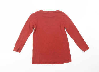 NEXT Girls Brown  Cotton Pullover T-Shirt Size 8 Years Crew Neck Pullover - Heart
