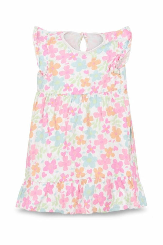 Dunnes Stores Baby Multicoloured Floral Cotton Fit & Flare  Size 18-24 Months  Crew Neck Button