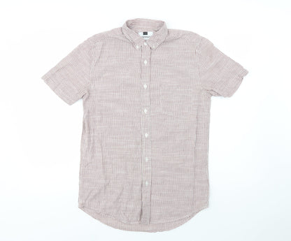 Topman Mens Red Striped Cotton  Button-Up Size S Collared Button