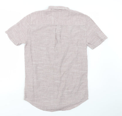 Topman Mens Red Striped Cotton  Button-Up Size S Collared Button