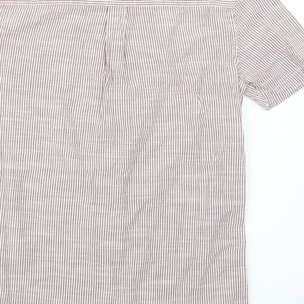 Topman Mens Red Striped Cotton  Button-Up Size S Collared Button