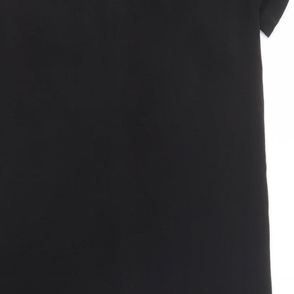 New Look Womens Black  Polyester Shift  Size 8  Crew Neck Button