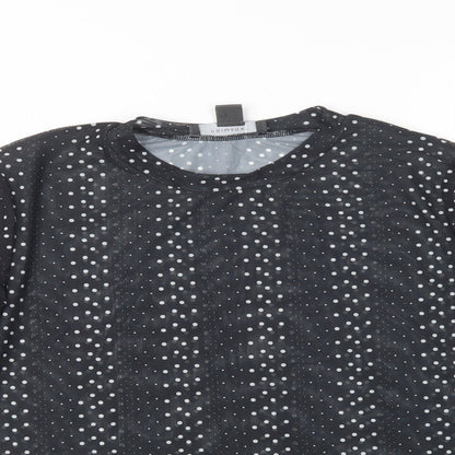 Primark Womens Black Polka Dot Polyester Basic Blouse Size L Crew Neck