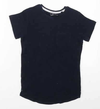 Additional front view of Next boys’ blue cotton basic t-shirt, size 8, years crew neck pullover