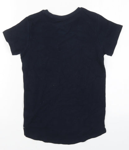 Back view of Next boys’ blue cotton basic t-shirt, size 8, years crew neck pullover