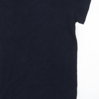 Brand and care label for Next boys’ blue cotton basic t-shirt, size 8, years crew neck pullover