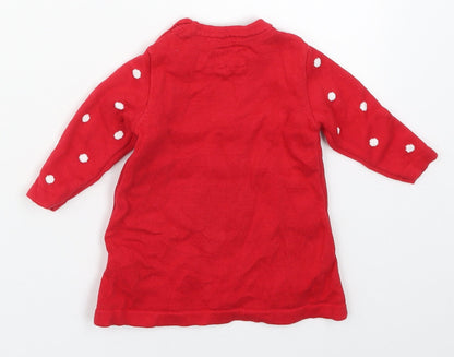 Early Days Girls Red Polka Dot Cotton Pullover Jumper Size 0-3 Months  Pullover - Penguin