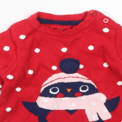 Early Days Girls Red Polka Dot Cotton Pullover Jumper Size 0-3 Months  Pullover - Penguin