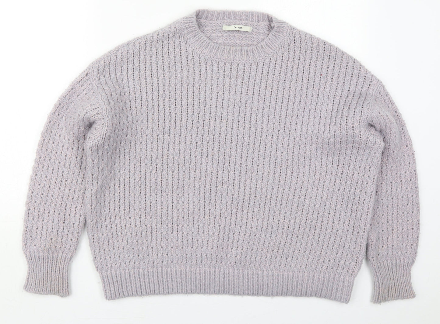 George Womens Purple Crew Neck  Polyester Pullover Jumper Size S