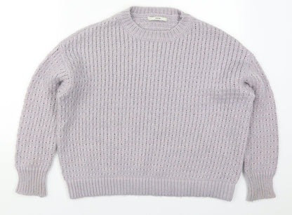 George Womens Purple Crew Neck  Polyester Pullover Jumper Size S