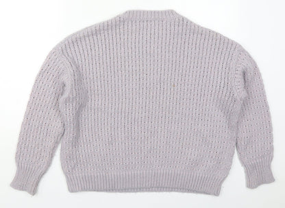 George Womens Purple Crew Neck  Polyester Pullover Jumper Size S