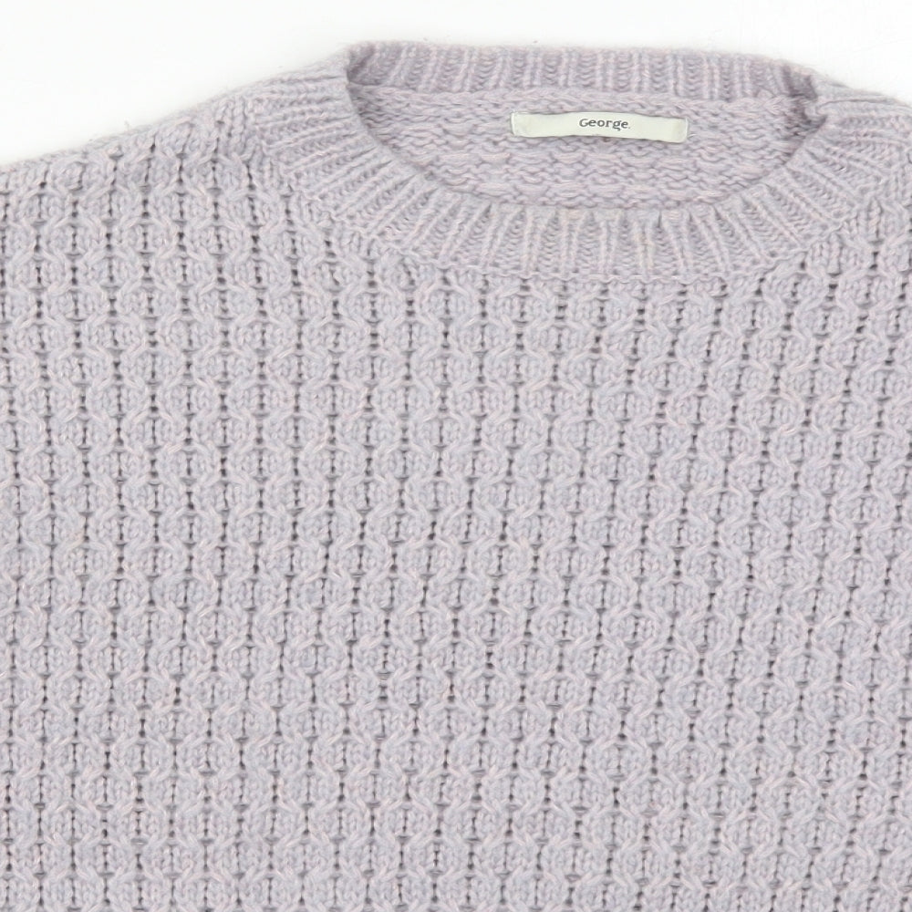 George Womens Purple Crew Neck  Polyester Pullover Jumper Size S