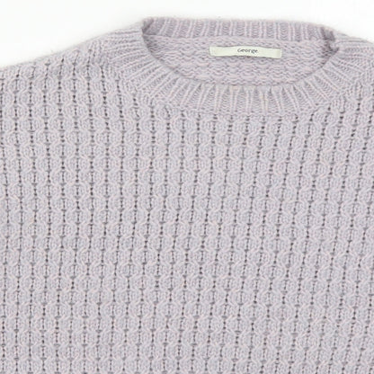 George Womens Purple Crew Neck  Polyester Pullover Jumper Size S