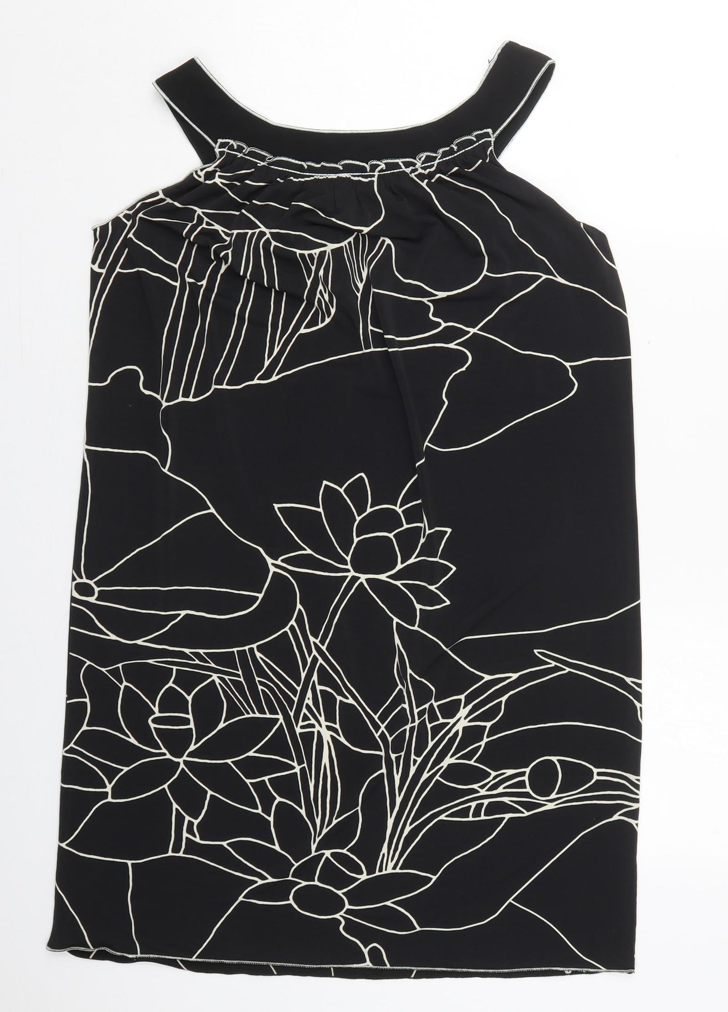 Max Edition Womens Black Floral Polyester Tank Dress  Size S  Boat Neck Pullover