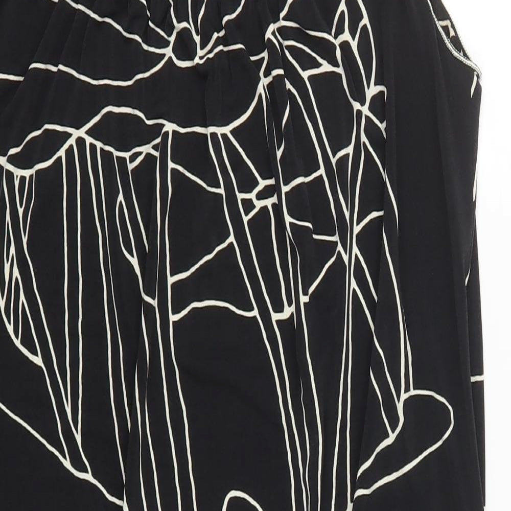 Max Edition Womens Black Floral Polyester Tank Dress  Size S  Boat Neck Pullover