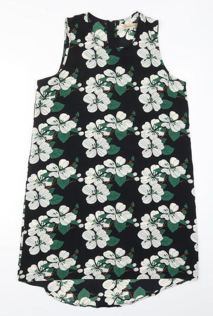 Cameo Rose Womens Black Floral Polyester Tank Dress  Size 14  Round Neck Zip - Green
