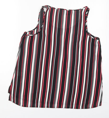 Primark Womens Black Striped Polyester Basic Tank Size 14 Round Neck - Pink
