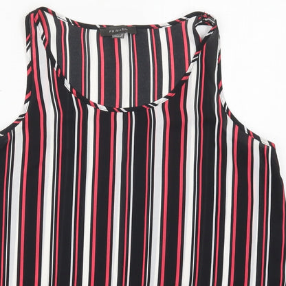 Primark Womens Black Striped Polyester Basic Tank Size 14 Round Neck - Pink