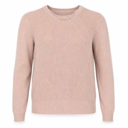 Front view of Vero Moda women’s pink crew neck acrylic jumper, size XS