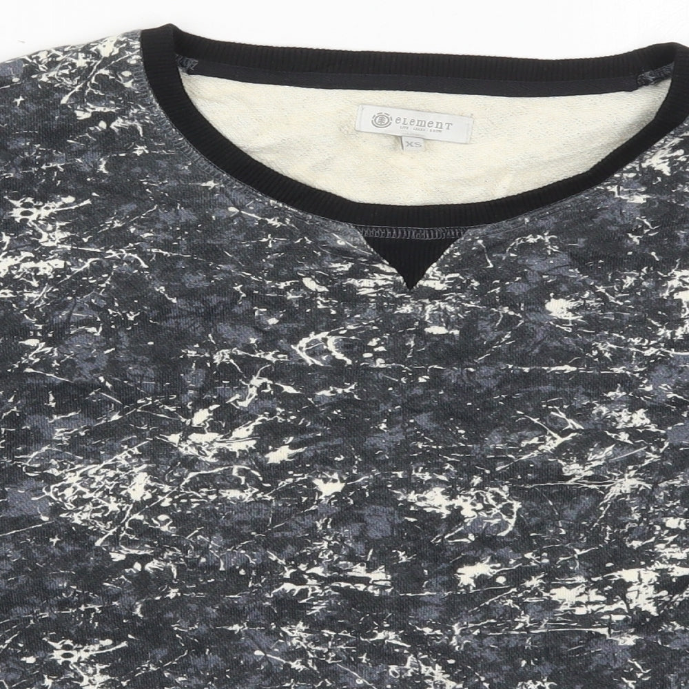 Close-up detail of Element women’s grey cotton pullover sweatshirt, size XS, pullover