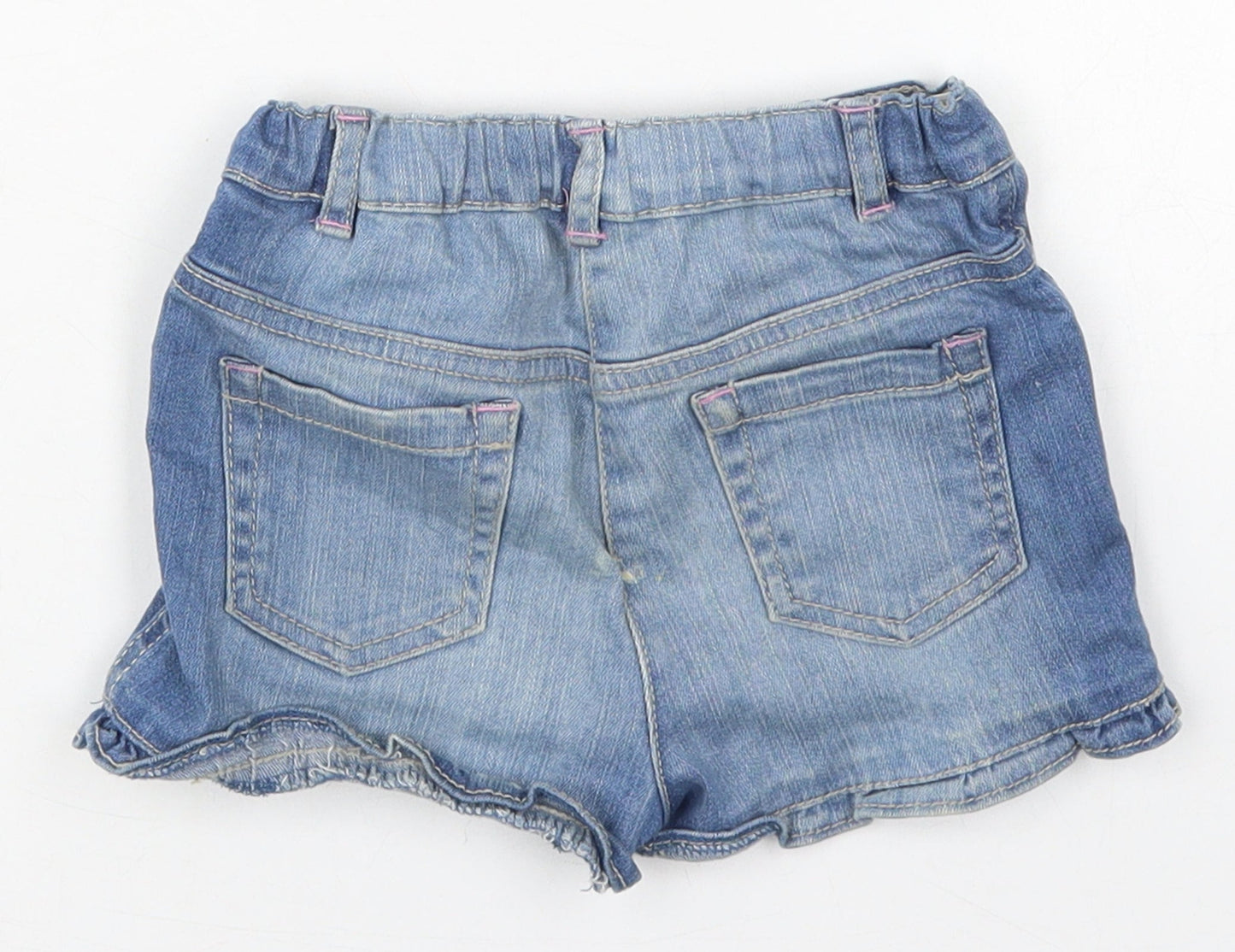 TU Girls Blue  Cotton Rain Trousers Jeans Size 12-18 Months  Button