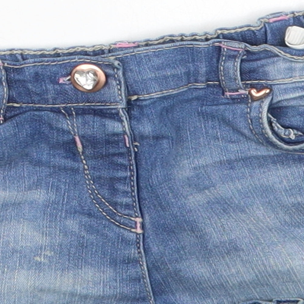 TU Girls Blue  Cotton Rain Trousers Jeans Size 12-18 Months  Button